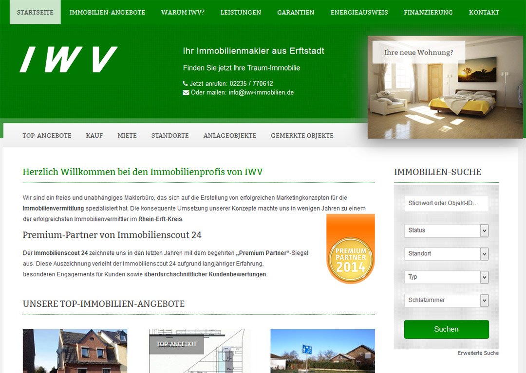 Homepage IWV Immobilien Erftstadt